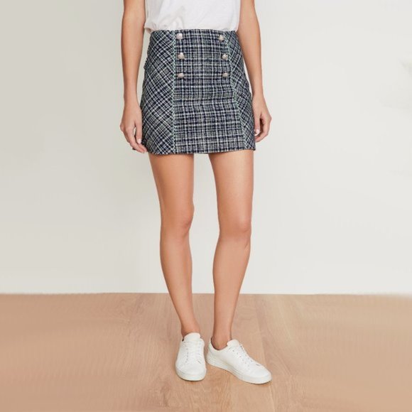 NWT Veronica Beard navy blue plaid mini skirt, 8 - Picture 4 of 16